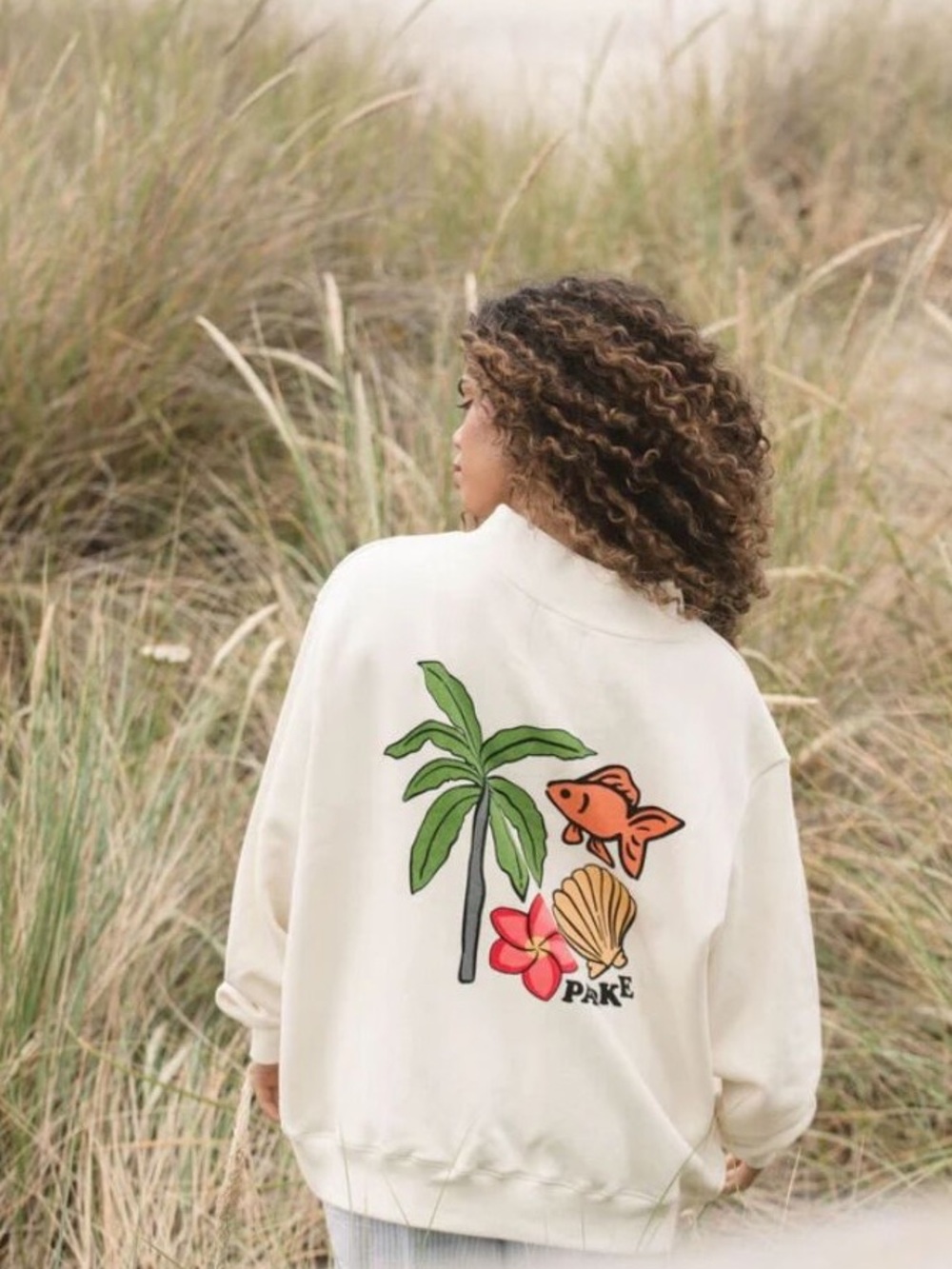 Parke RARE Heritage Summerland Mockneck Cream Fish Shell Tropical Size Large XL - Picture 2 of 11